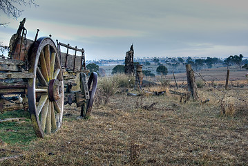 Image showing paddock and old cart