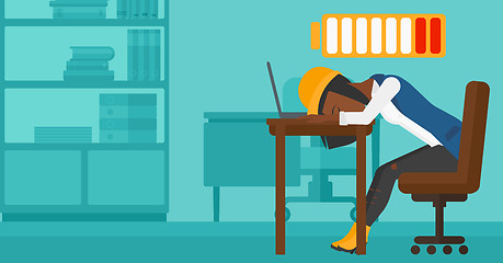 Image showing Employee sleeping at workplace.