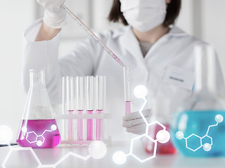 Image showing close up of scientist making test in lab