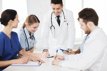 Image showing group of happy doctors meeting at hospital office