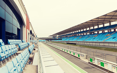 Image showing empty speedway and bleachers on stadium