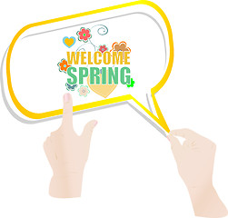 Image showing Welcome Spring Holiday Card. Welcome Spring Vector. Love background. Spring Holiday Graphic. Welcome Spring Art. Spring Holiday Drawing