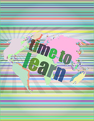 Image showing illustration of touch screen with time to learn words vector illustration