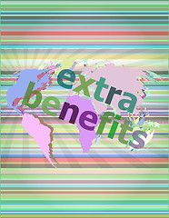 Image showing extra benefits slogan poster concept. Financial support message design vector illustration