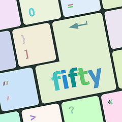 Image showing fifty button on computer pc keyboard key vector illustration