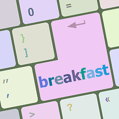 Image showing breakfast word on keyboard key vector illustration