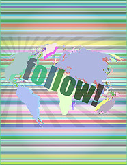 Image showing Social media concept: words Follow on digital background vector illustration