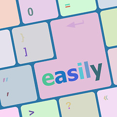 Image showing easile word on keyboard key, notebook computer button vector illustration