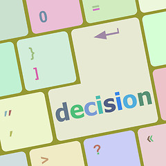 Image showing decision button on computer pc keyboard key vector illustration