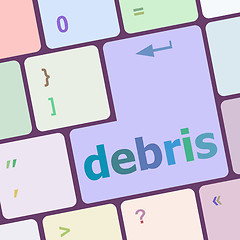 Image showing debris word on computer pc keyboard key vector illustration