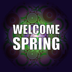 Image showing Welcome Spring Holiday Card. Welcome Spring Vector. Love background. Spring Holiday Graphic. Welcome Spring Art. Spring Holiday Drawing