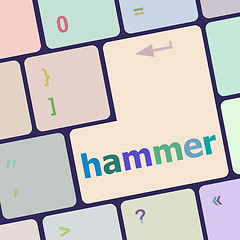 Image showing hammer word on computer pc keyboard key vector illustration