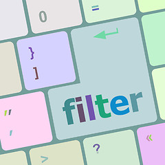 Image showing filter button on computer pc keyboard key vector illustration