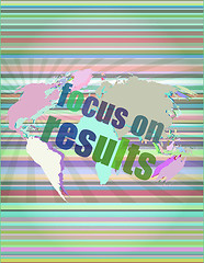 Image showing Life style concept: words focus on results on digital touch screen vector illustration