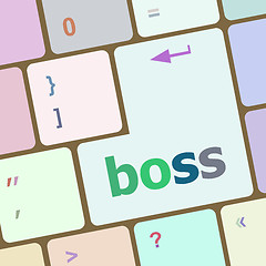 Image showing boss word on keyboard key, notebook computer button vector illustration