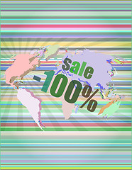 Image showing set of sale percentage words on business digital touch screen vector illustration