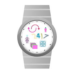 Image showing Smart watch with flat icons. Vector illustration. isolated on white