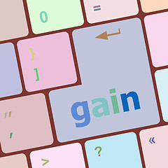 Image showing gain word on computer pc keyboard key vector illustration