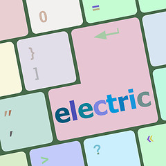 Image showing electric word on keyboard key, notebook computer button vector illustration