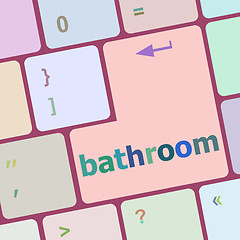 Image showing bathroom word on keyboard key, notebook computer vector illustration