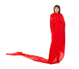 Image showing Beautiful Woman in Red Long Dress