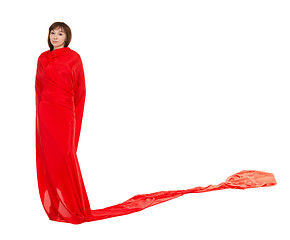 Image showing Beautiful Woman in Red Long Dress