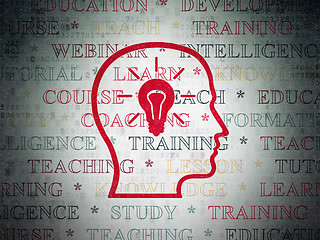 Image showing Education concept: Head With Lightbulb on Digital Paper background