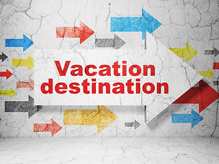 Image showing Travel concept: arrow with Vacation Destination on grunge wall background