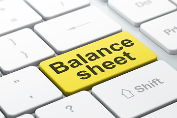 Image showing Currency concept: Balance Sheet on computer keyboard background