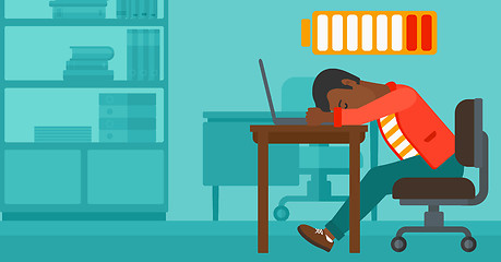 Image showing Employee sleeping at workplace.