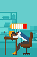 Image showing Employee sleeping at workplace.