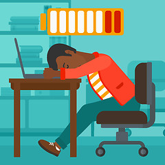 Image showing Employee sleeping at workplace.