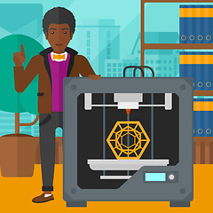 Image showing Man with three D printer.