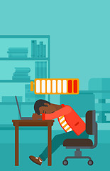 Image showing Employee sleeping at workplace.