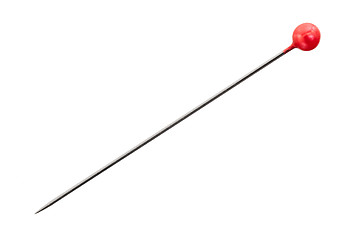 Image showing Sewing pin with round red head; isolated