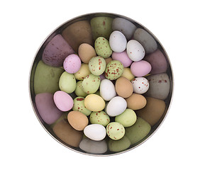 Image showing Colorful chocolate easter eggs isolated