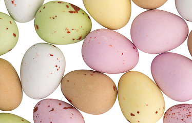 Image showing Assorted colorful chocolate easter eggs isolated