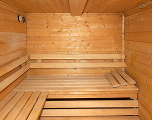 Image showing Small home Finnish wooden sauna