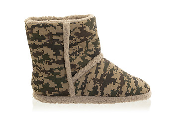 Image showing Warm slipper with camouflage print