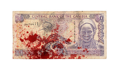 Image showing 50 Gambian dalasi bank note, bloody