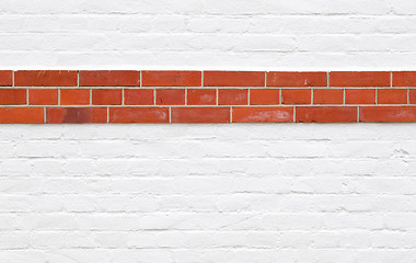 Image showing Old vintage brick wall, red and white