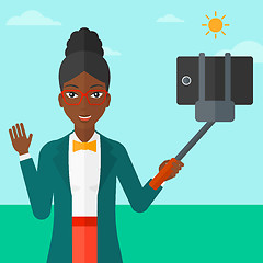 Image showing Woman making selfie.