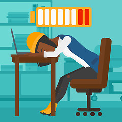 Image showing Employee sleeping at workplace.