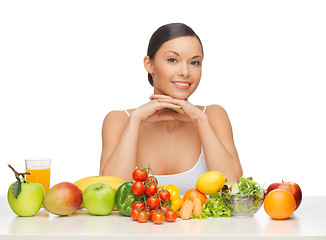 Image showing woman with fruits and vegetables