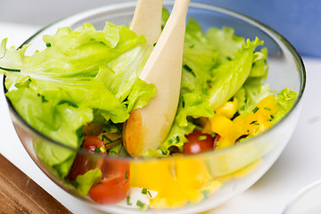 Image showing close up of vegetable salad with cherry tomato