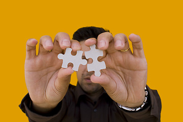 Image showing Puzzle Man  (focus on the puzzle)
