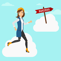 Image showing Business woman moving to success.