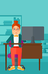 Image showing Tired employee sitting in office.