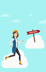 Image showing Business woman moving to success.