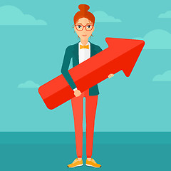 Image showing Successful business woman with arrow up.